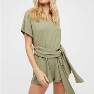 Free People Easy Street Green Wrap Romper